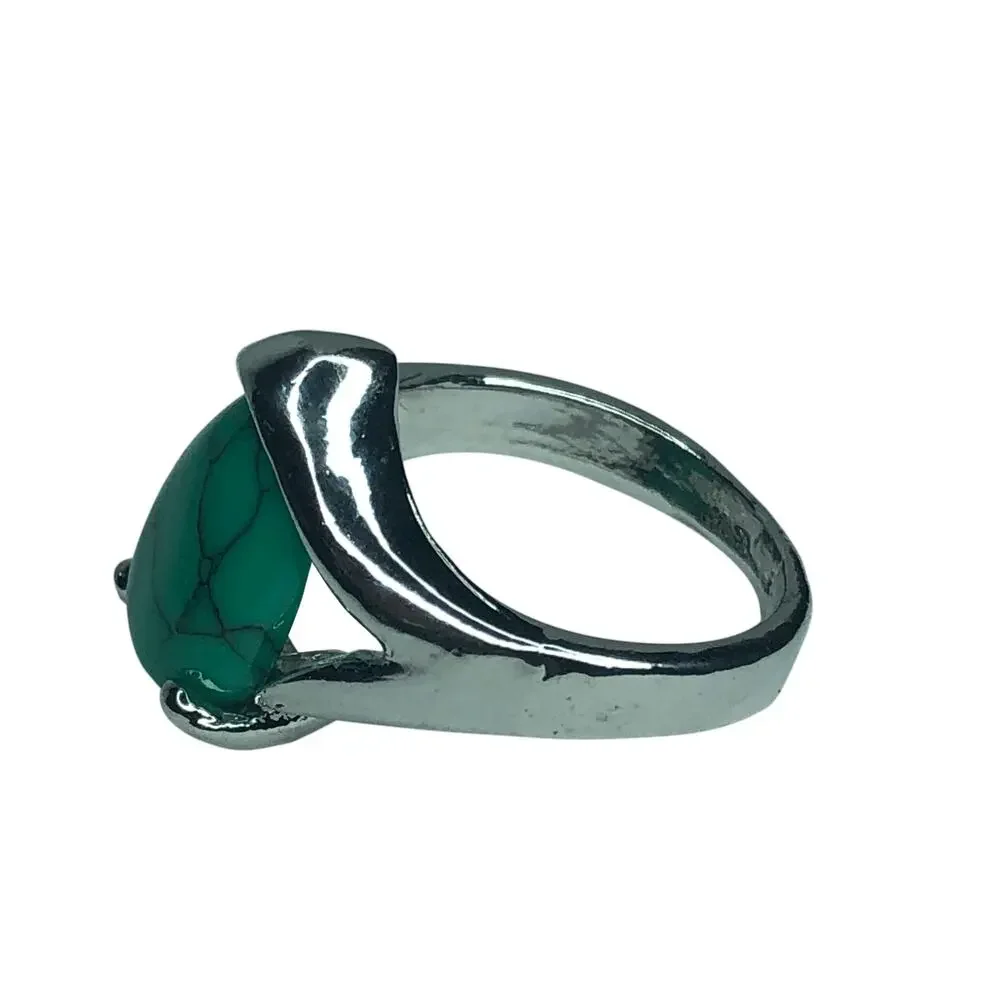 Turquoise Covered Teardrop Ring - Size 6.5